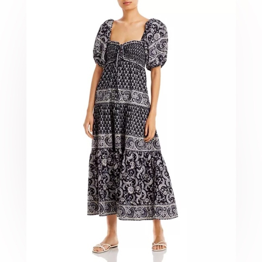 468 NEW Sea NY Black Jasper Paisley Print Midi Dress Size Medium Color Black